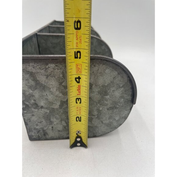 Galvanized Metal 3-Compartment Organizer For Storage Display Or Rustic Decor - Picture 7 of 7